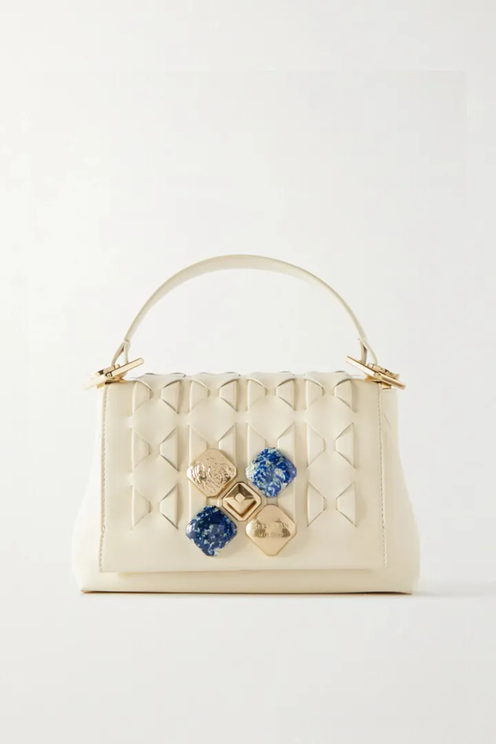 Serapian - 1928 Small Embellished Woven Leather Tote - Off-white