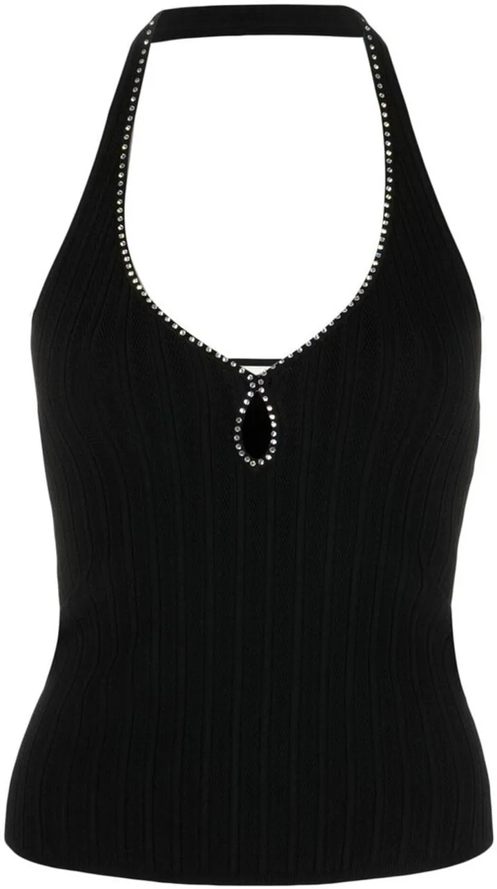 Faith crystal-embellished halterneck top