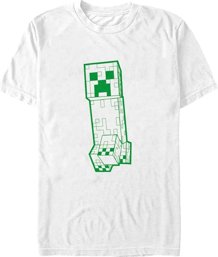 Men's Minecraft Creeper Outline T-Shirt - White - 2X Large