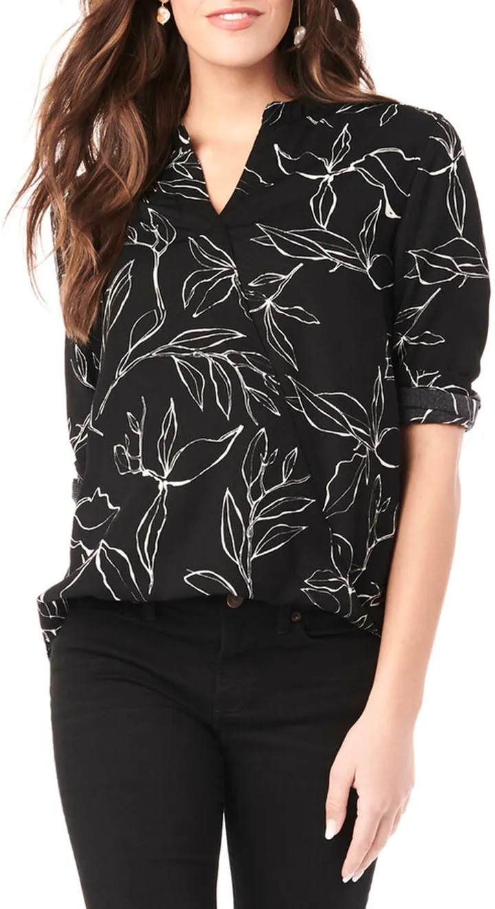 Maternity Evelyn Printed Long-Sleeve Wrap Shirt