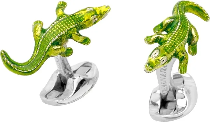 Deakin & Francis - Deakin & Francis Sterling Silver Crocodile Cufflinks