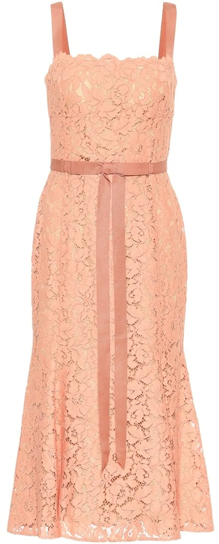Tie-waist lace midi dress