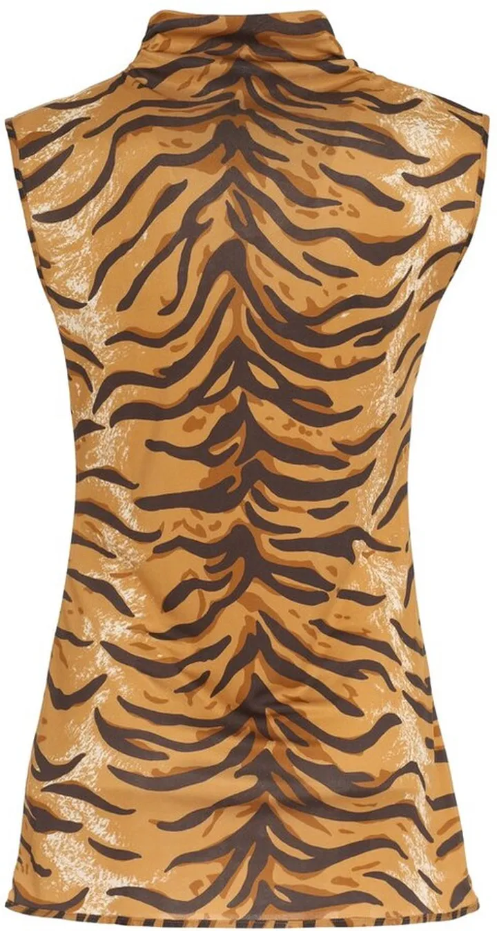 Jil Sander Tiger-Print Turtle Neck Sleeveless Top