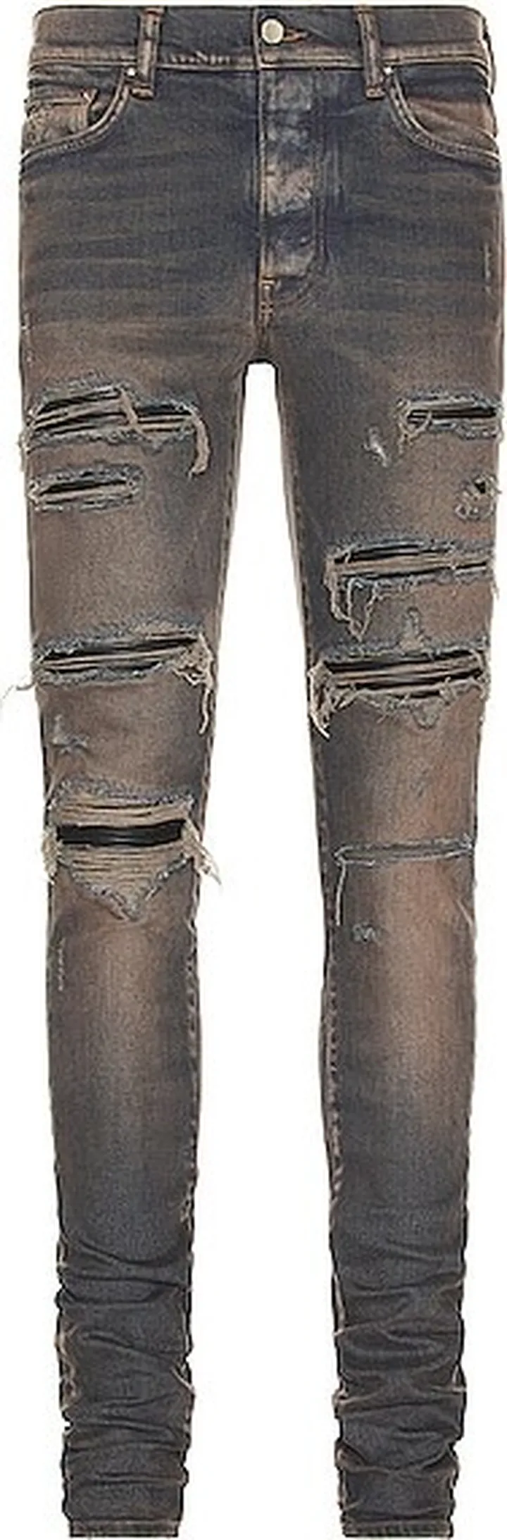Amiri Leather Thrasher Jean in Blue