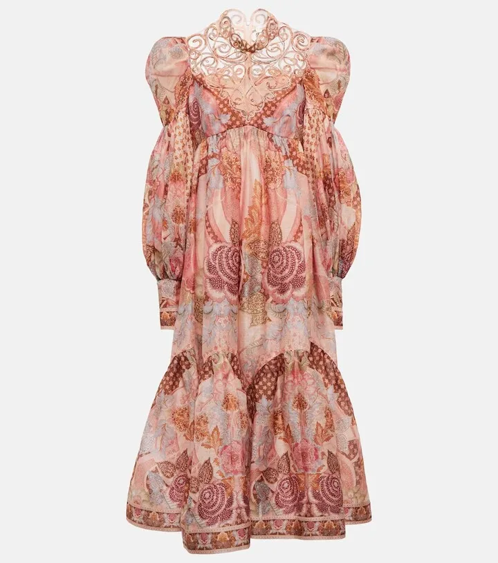 Kaleidoscope floral silk-blend midi dress