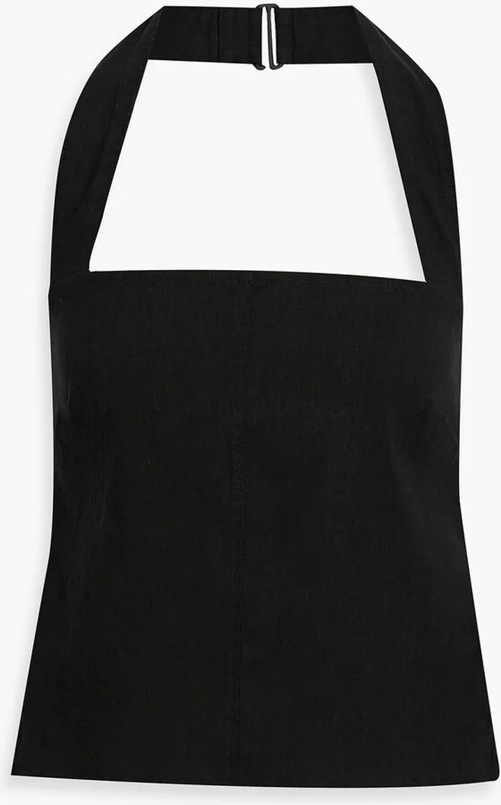 Linen-blend halterneck top