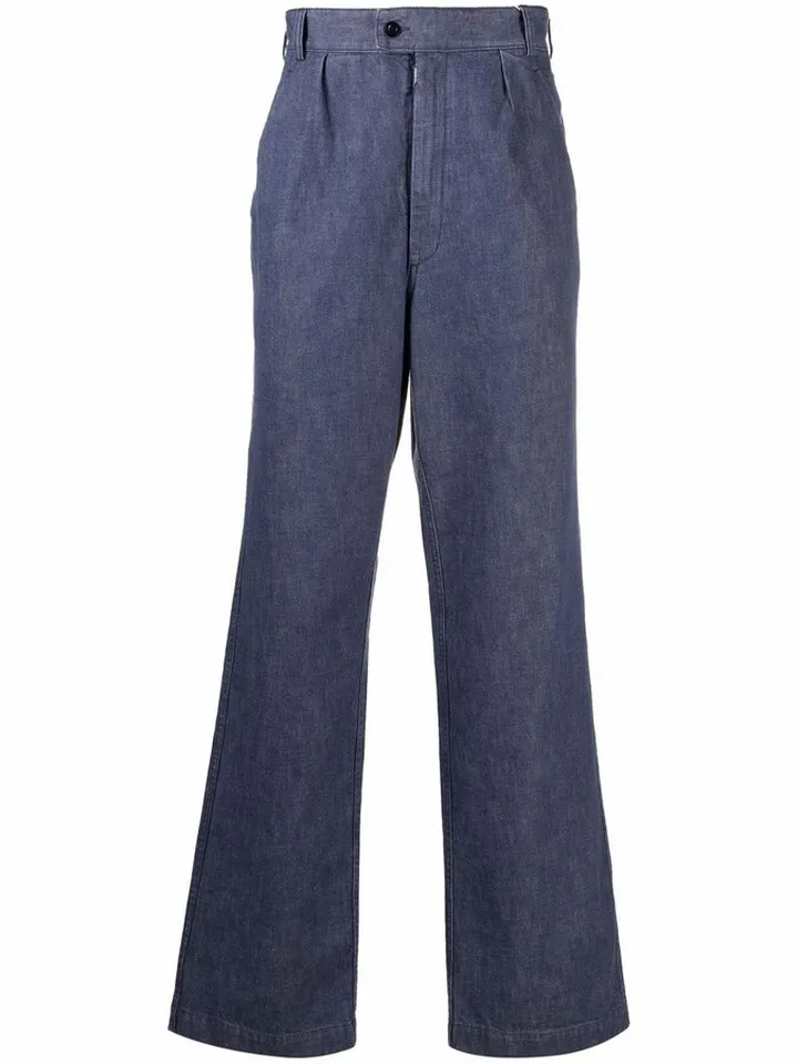 Pleat-Detail Straight-Leg Trousers
