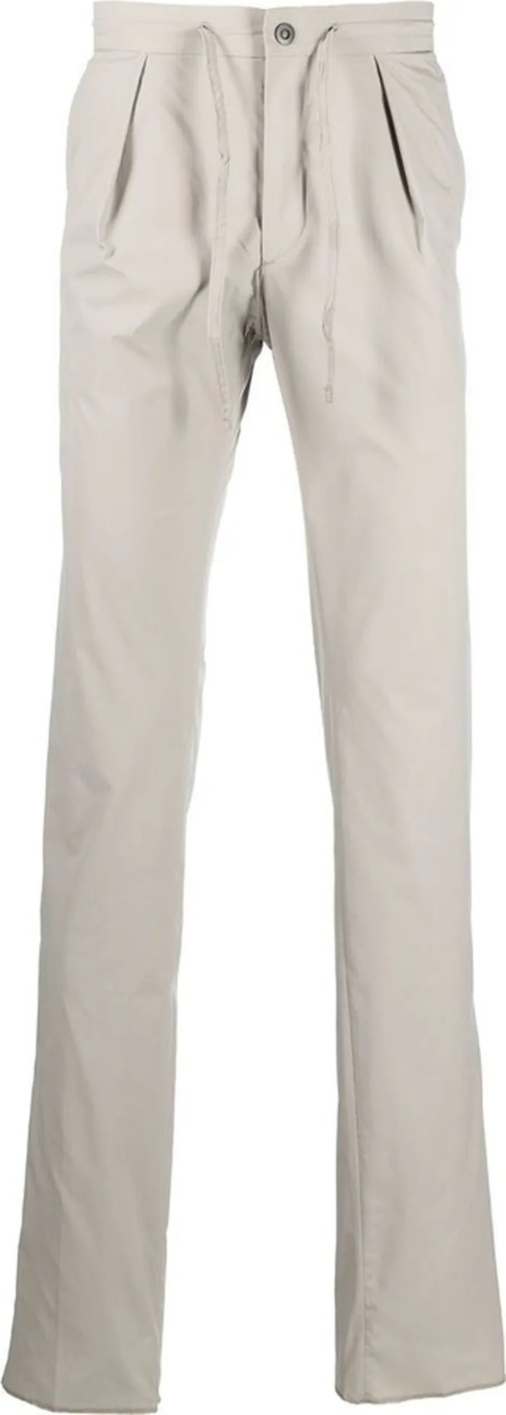 Pleat-Detail Drawstring-Waist Straight-Leg Trousers