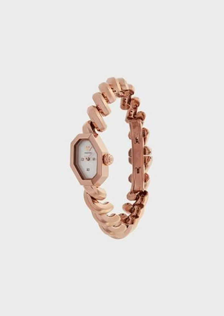 Two-Hand Rose Gold Stainless Steel Watch