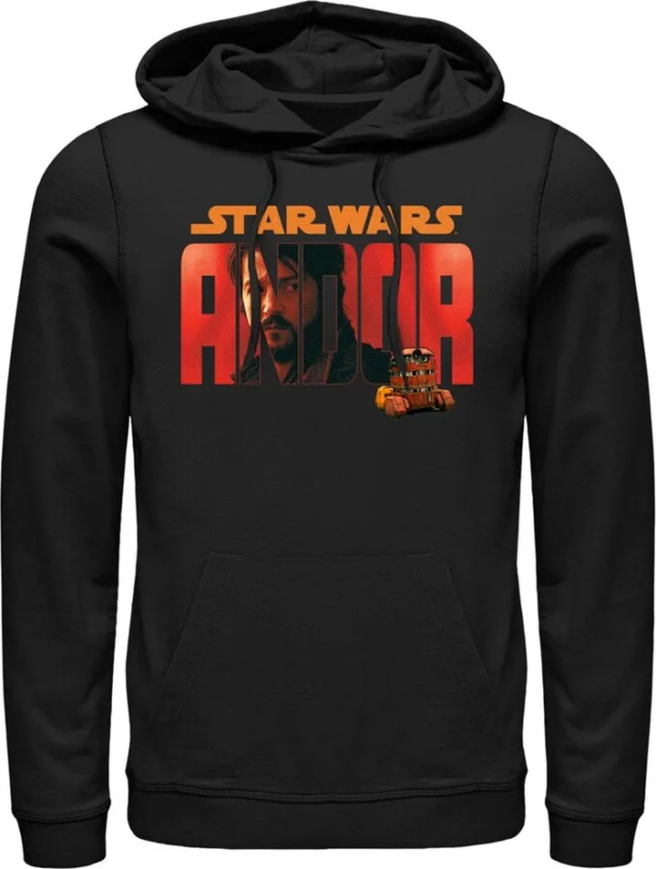 Men's Star Wars: Andor Cassian Red Logo Pull Over Hoodie - Black - Small