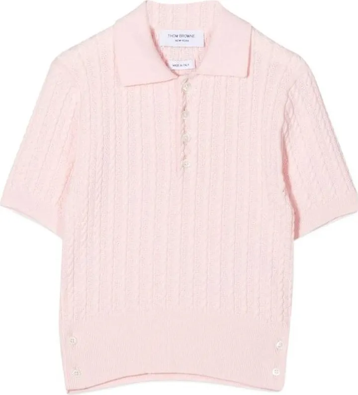 Thom Browne Cable Knit Polo Shirt