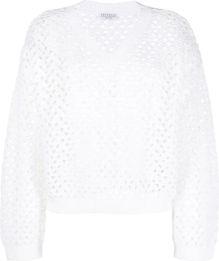 V-neck crochet jumper
