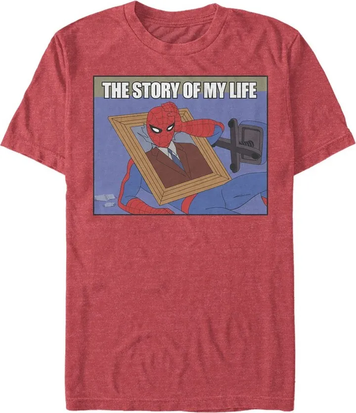 Men's Marvel Spider-Man Story of Life T-Shirt - Red Heather - 3X Large