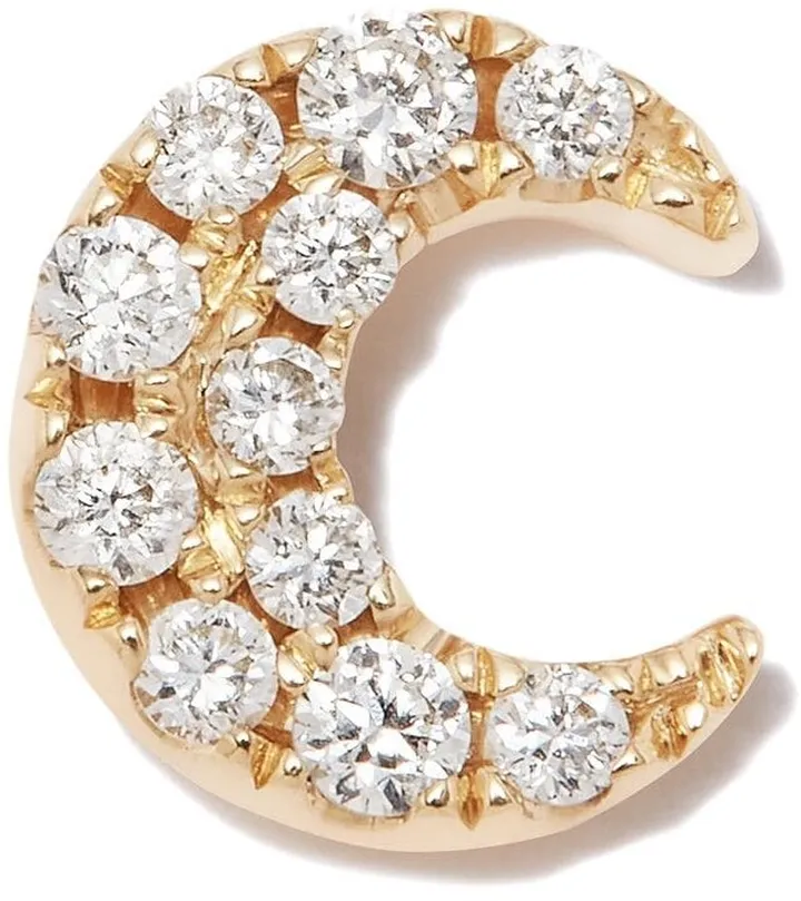 18kt Yellow Gold Moon Diamond Stud Earring