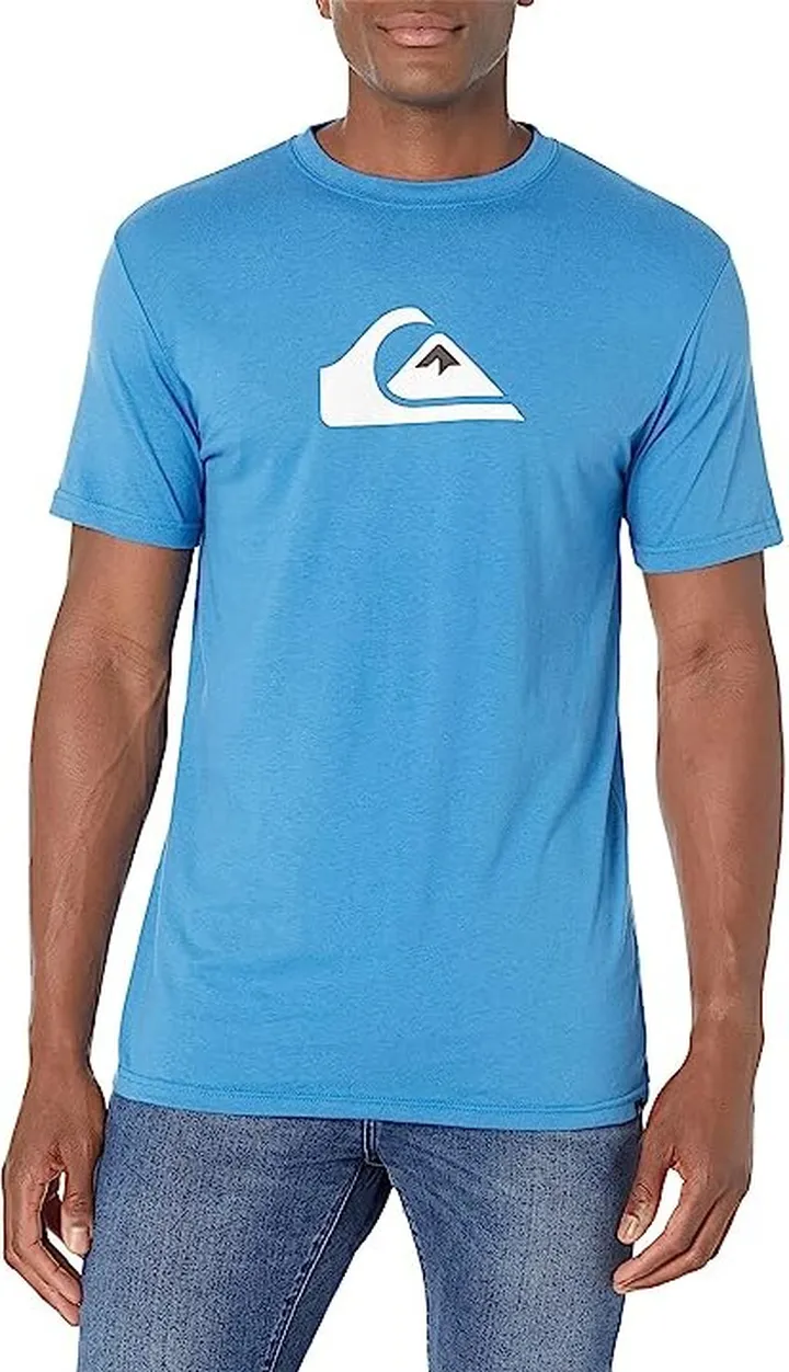 Quiksilver Comp Logo Short Sleeve Tee (Vallarta Blue) Men's Clothing