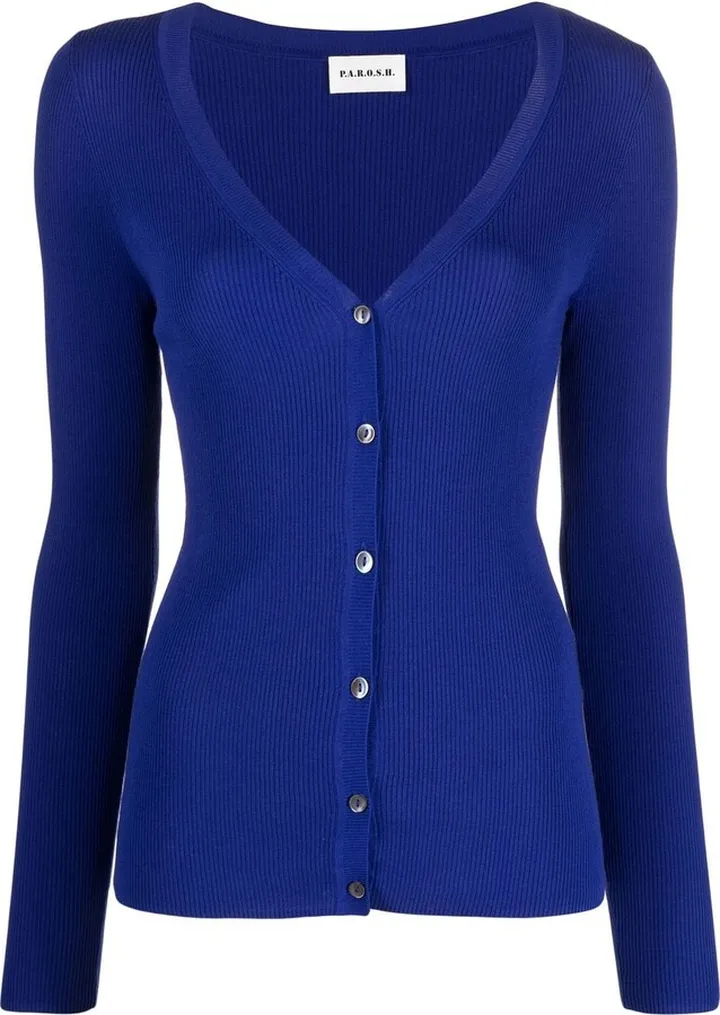 ribbed-knit V-neck cardigan