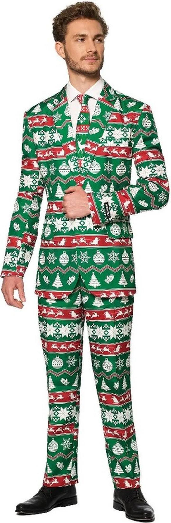 Suitmeister Men's Christmas Suit - Christmas Green Nordic - Green - Size: XXL