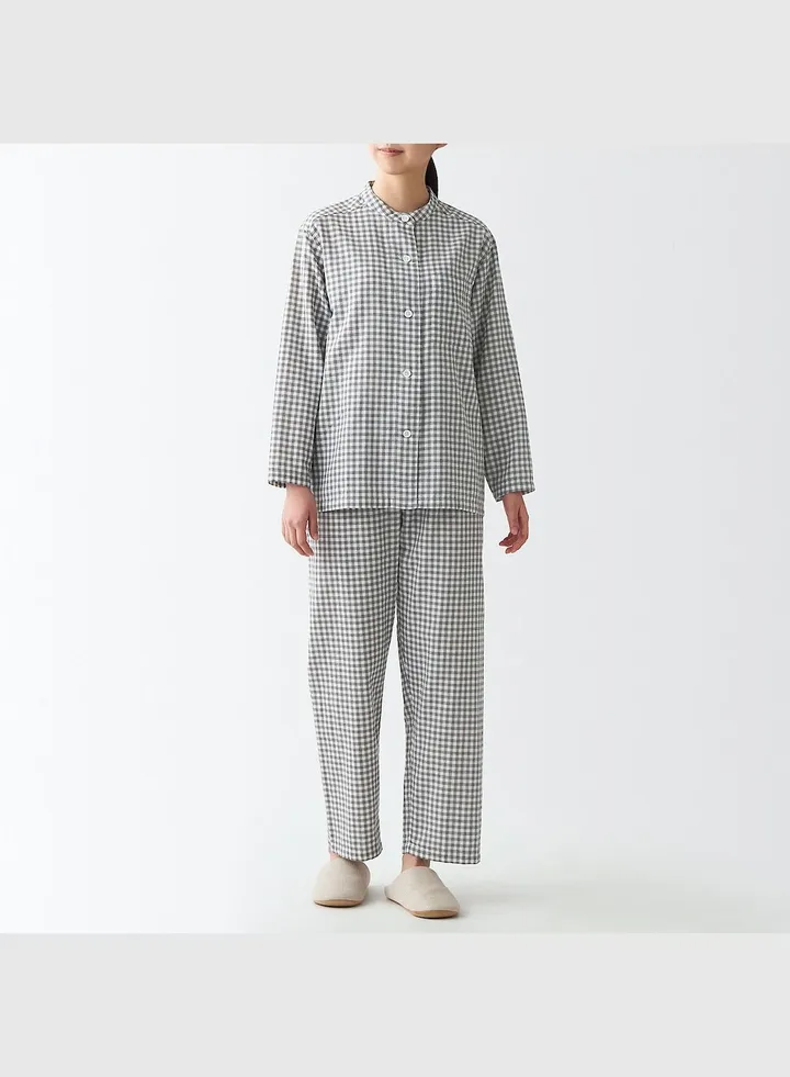 Side Seamless Double Gauze Stand Collar Pajamas