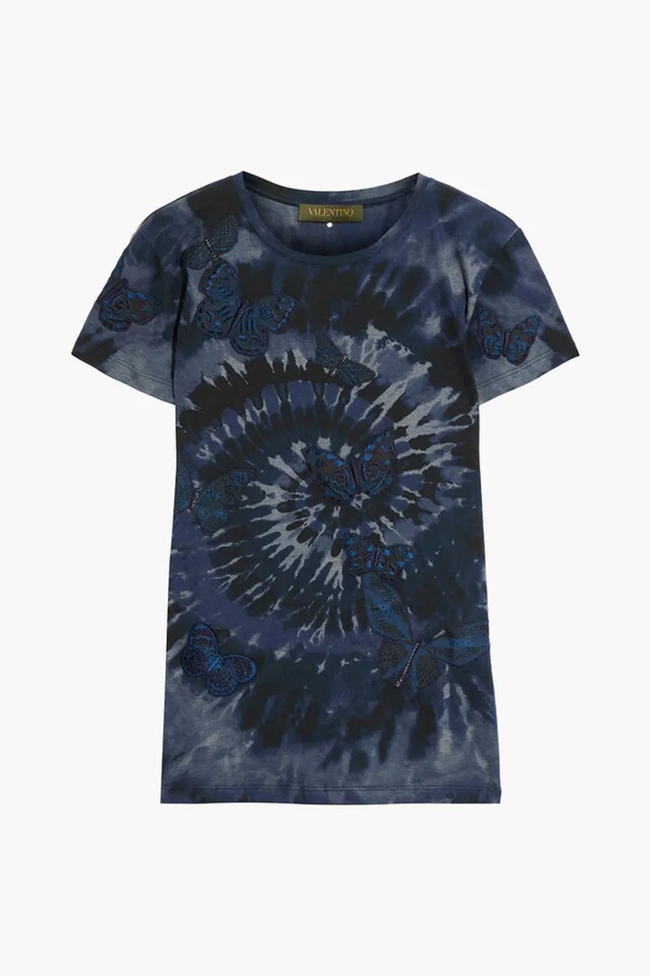Appliquéd tie-dyed cotton-jersey T-shirt