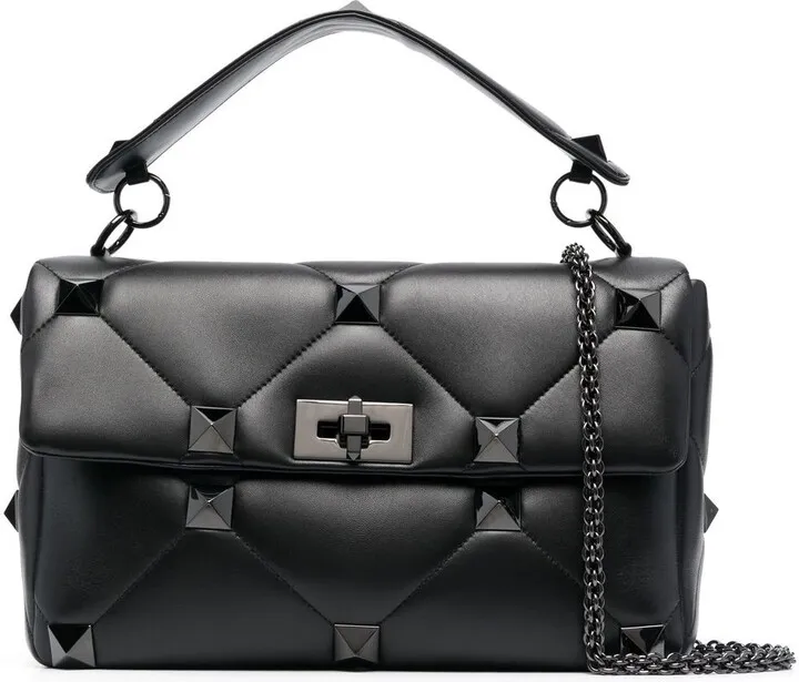 VALENTINO GARAVANI- Roman Stud Maxi Leather Shoulder Bag