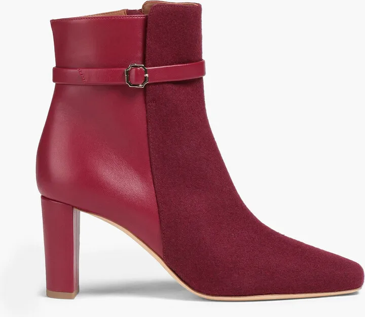 Kris leather and felt ankle boots