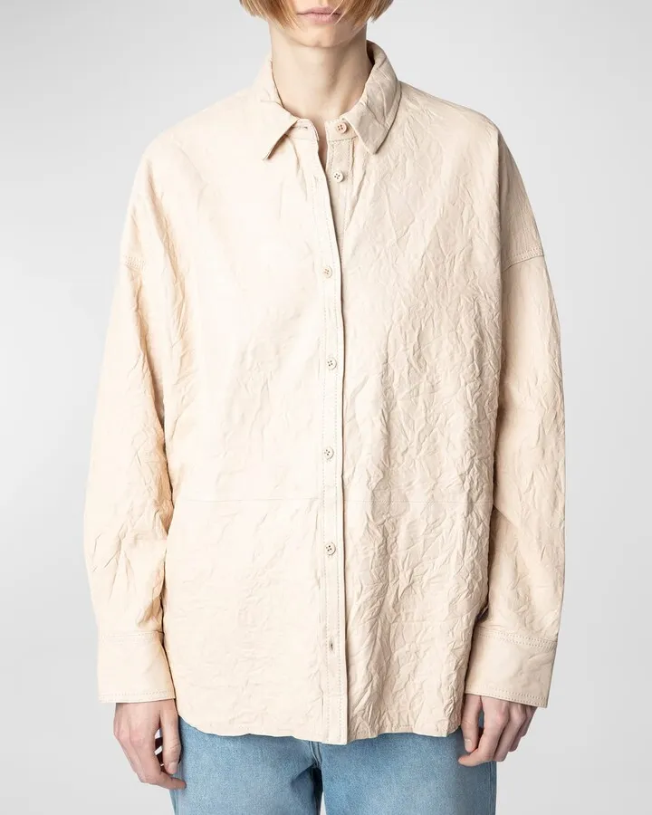 Tamara Crinkled Leather Shirt