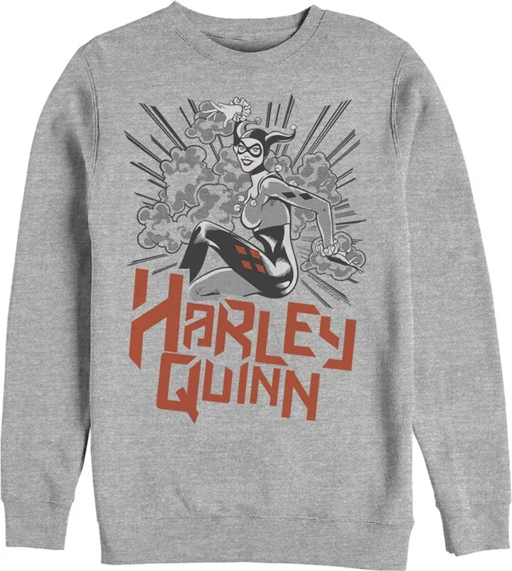 Men's Batman Harley Quinn Retro Explosion Sweatshirt - Athletic Heather - Small