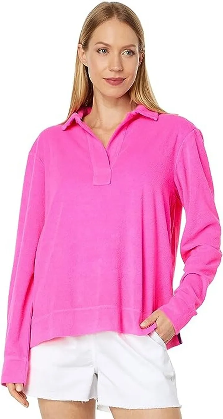 Vineyard Vines Terry Towel Polo (Neon Crazy Pink) Women's Clothing