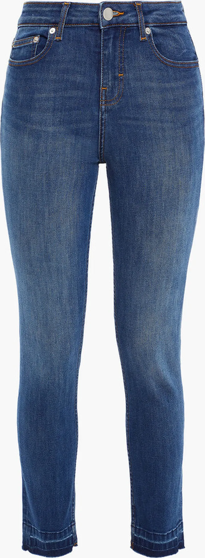 Frayed mid-rise skinny jeans
