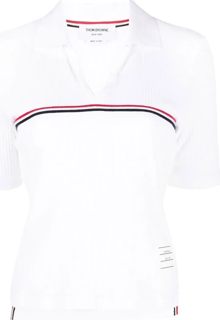 Ribbed Cotton Polo Top