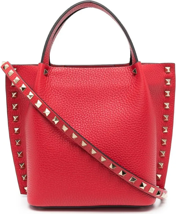 Rockstud leather tote bag