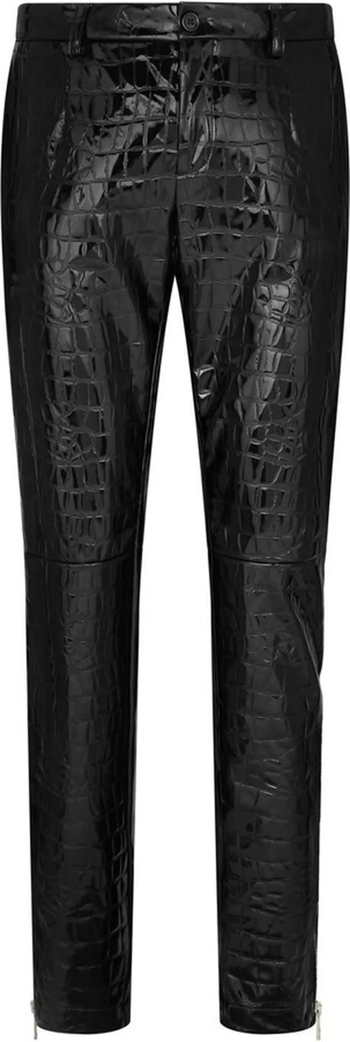 Croc-Embossed Slim-Cut Trousers