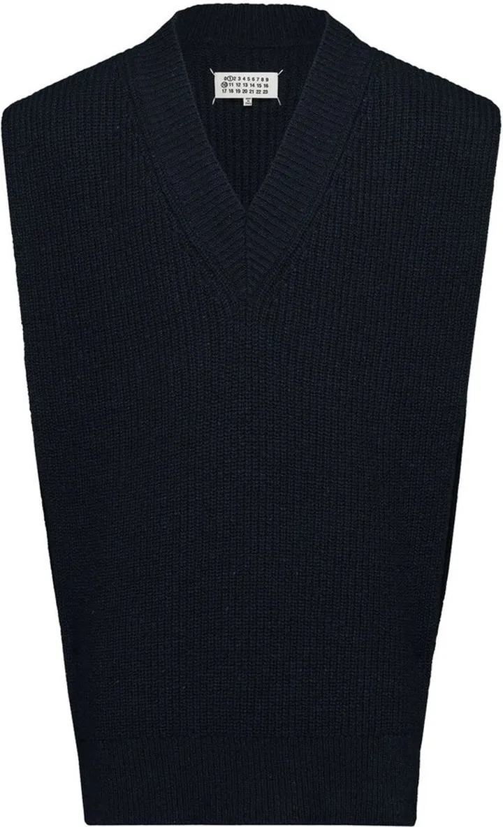 intarsia knit V-neck vest