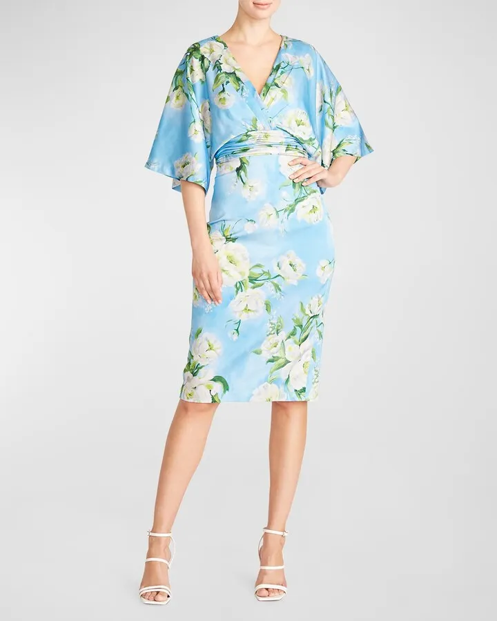 Liana Pleated Floral-Print Kimono Dress