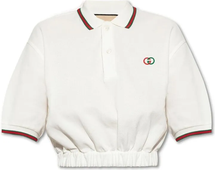 Gucci Logo Printed Cropped Polo Shirt