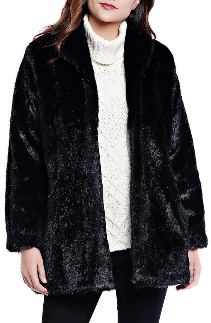 Leopard Faux Fur Shawl Jacket