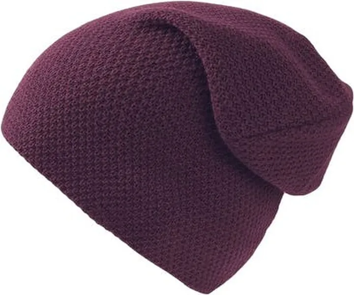 Atlantis Snobby Waffle Knit Beanie - Burgundy