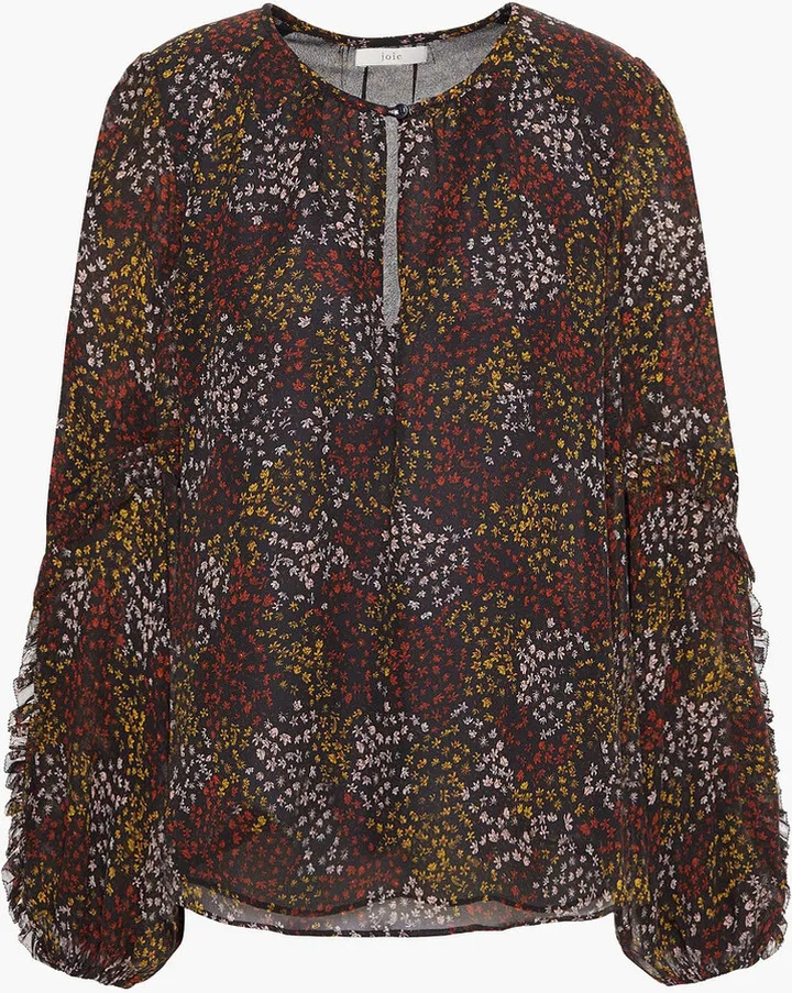 Baltasar ruffle-trimmed floral-print silk-chiffon blouse