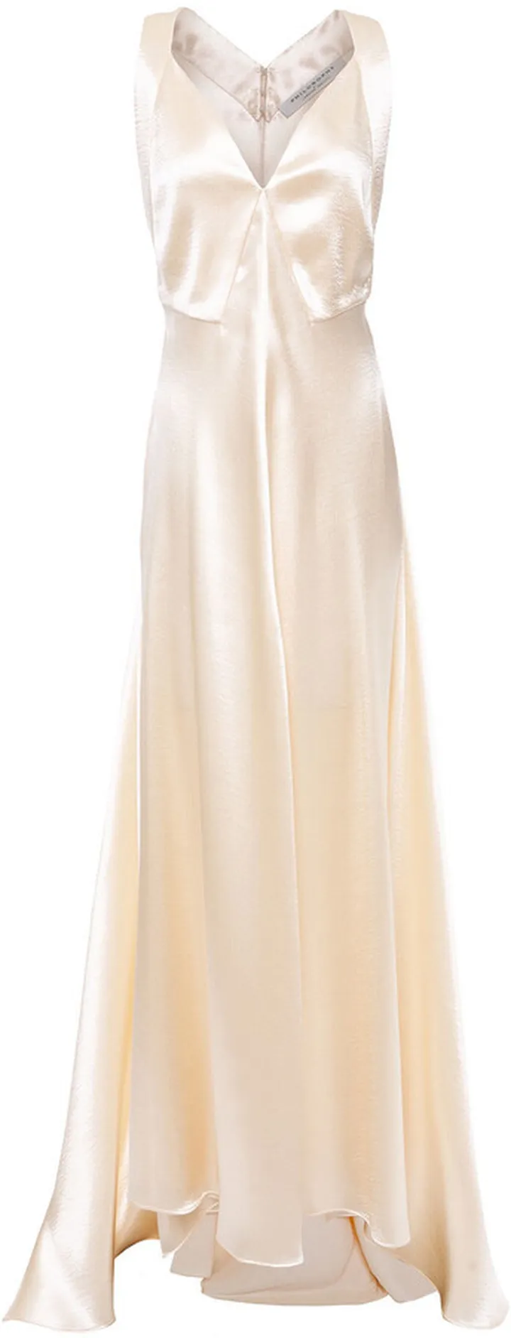 Asymmetric cutout satin-crepe gown