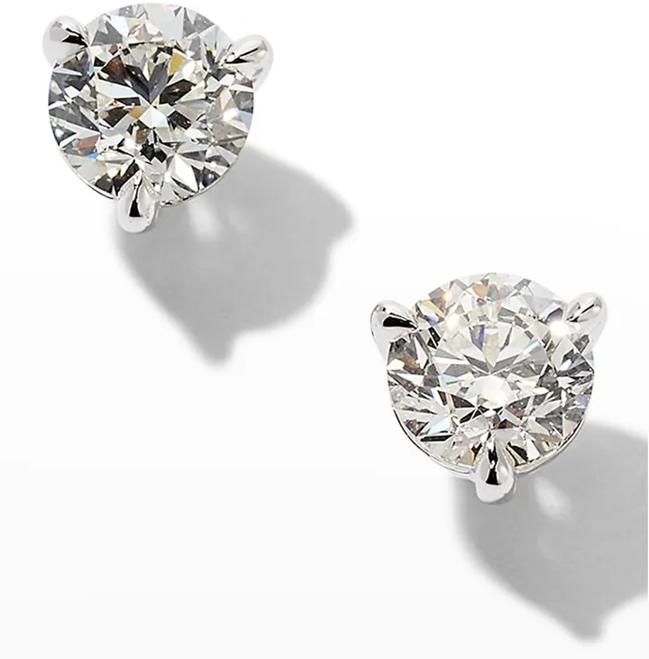 White Gold 2 Round Diamond Champagne Stud Earrings