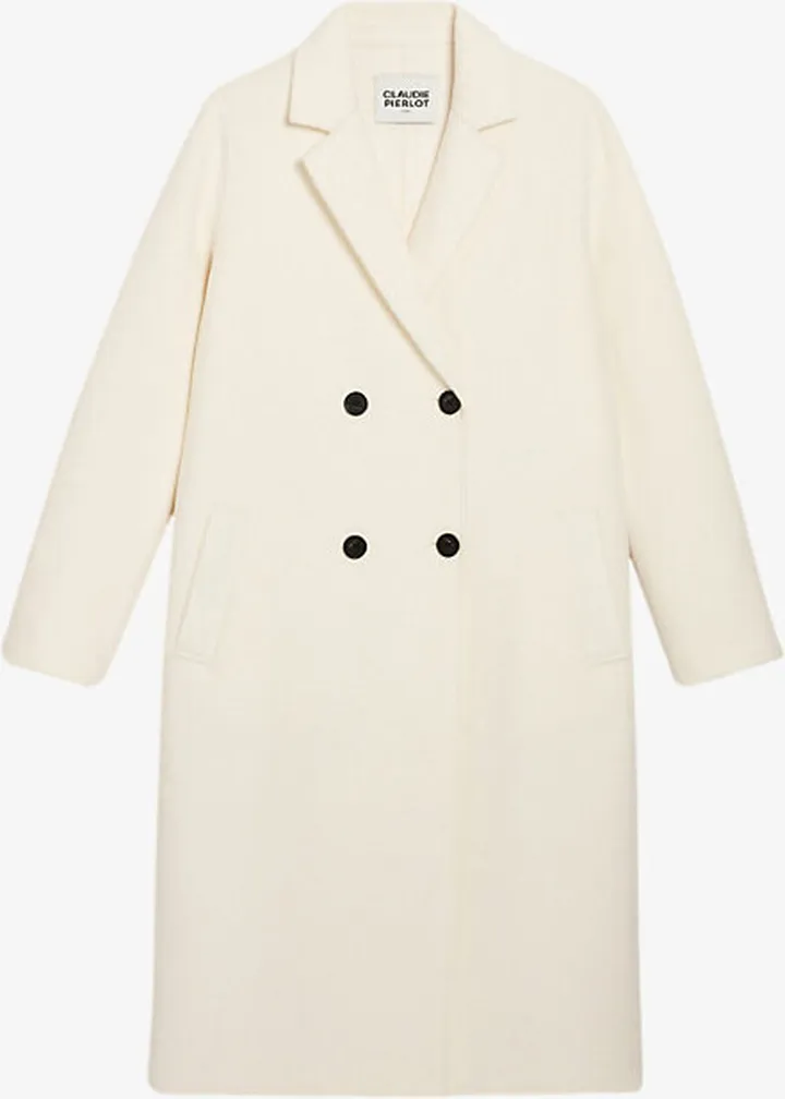 Womens Naturels Galant Double-breasted Wool-blend Coat