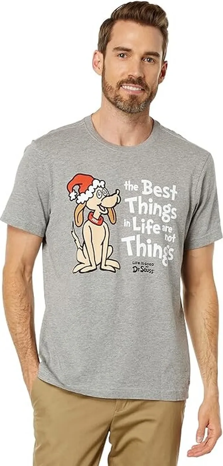 Life is Good Best Things Max Short Sleeve Crusher Tee (Heather Gray) Men's Clothing