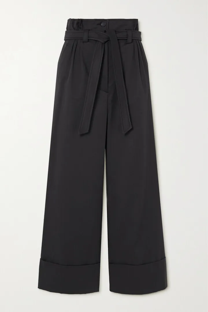 Max Mara - Nigella Cropped Belted Cotton-blend Gabardine Wide-leg Pants - Blue