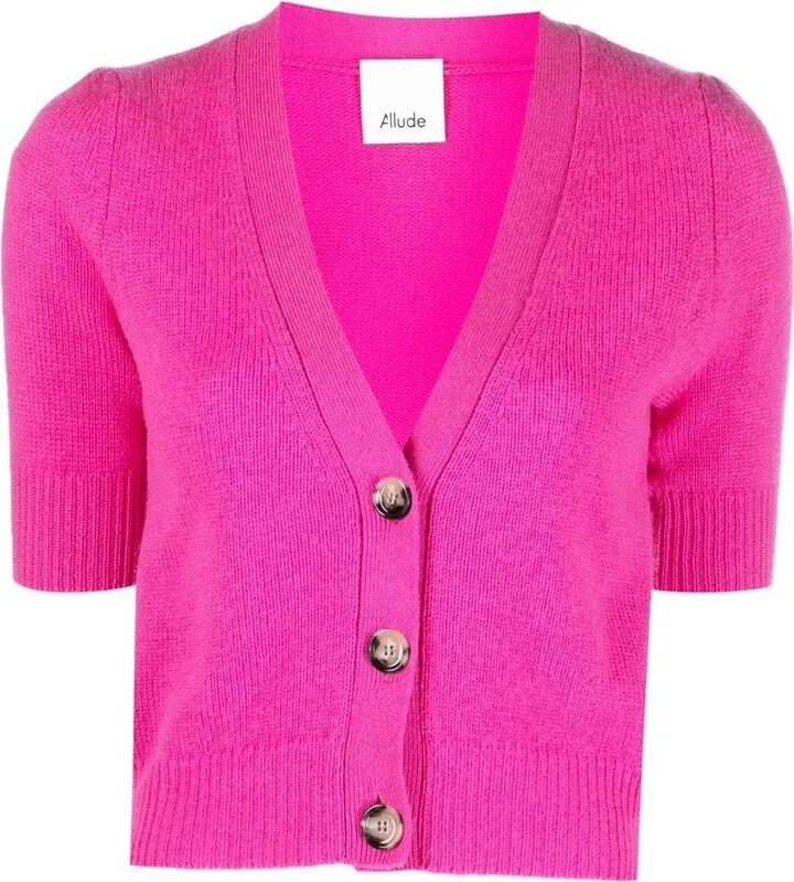 V-neck short-sleeve cardigan