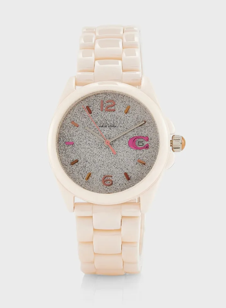 Cream Ceramic Analog Watch