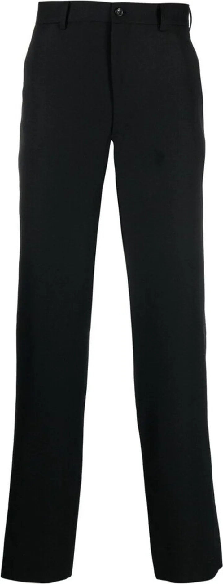 Black Wool Straight-Leg Trousers