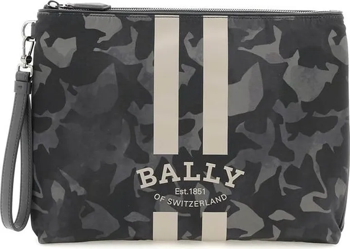 Bally Camouflage Printed Zipped Clutch Bag