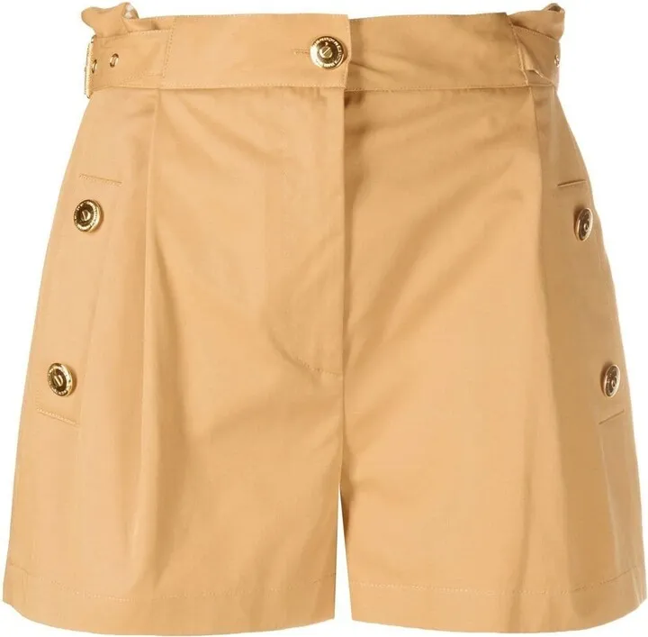 Buckle-Embellished High-Waisted Shorts