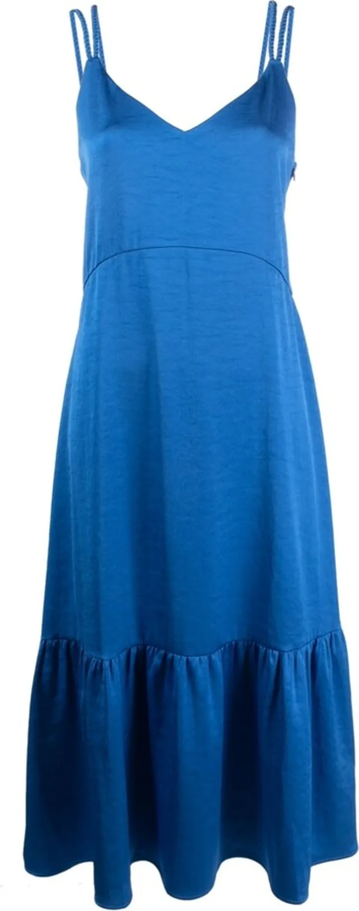 Satiny braided-strap midi dress