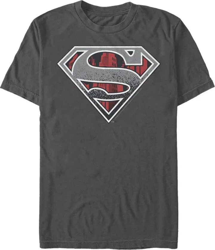 Men's Superman Logo Grunge T-Shirt - Charcoal - 3X Large